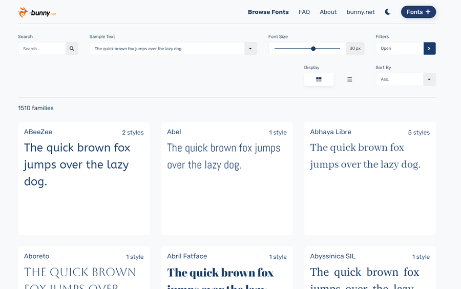 Bunny Fonts | 开源 WebFont 字体平台